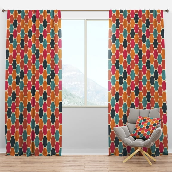 Designart 'Colorful Honeycomb Pattern I' Modern Blackout Curtain Panel