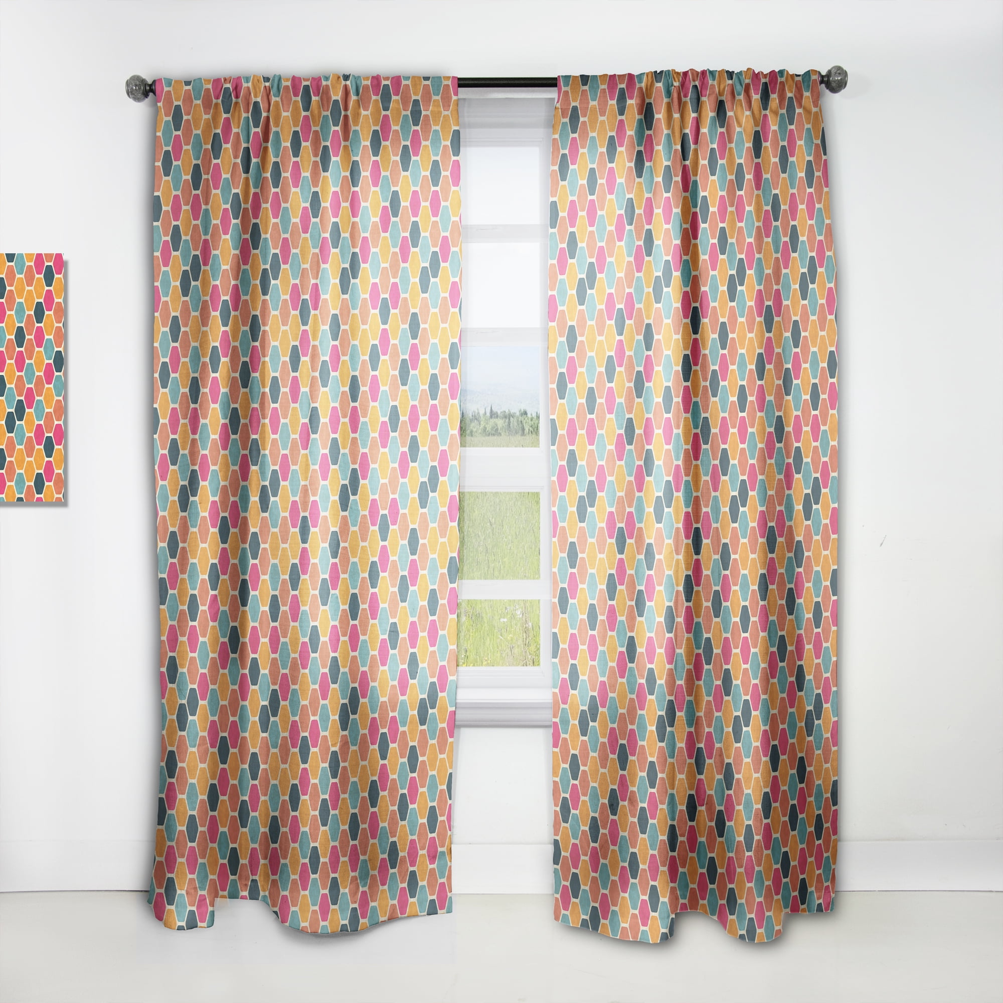Designart 'Colorful Honeycomb Pattern I' Modern Curtain Panel