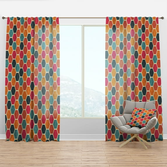 Designart 'Colorful Honeycomb Pattern I' Modern Curtain Panel