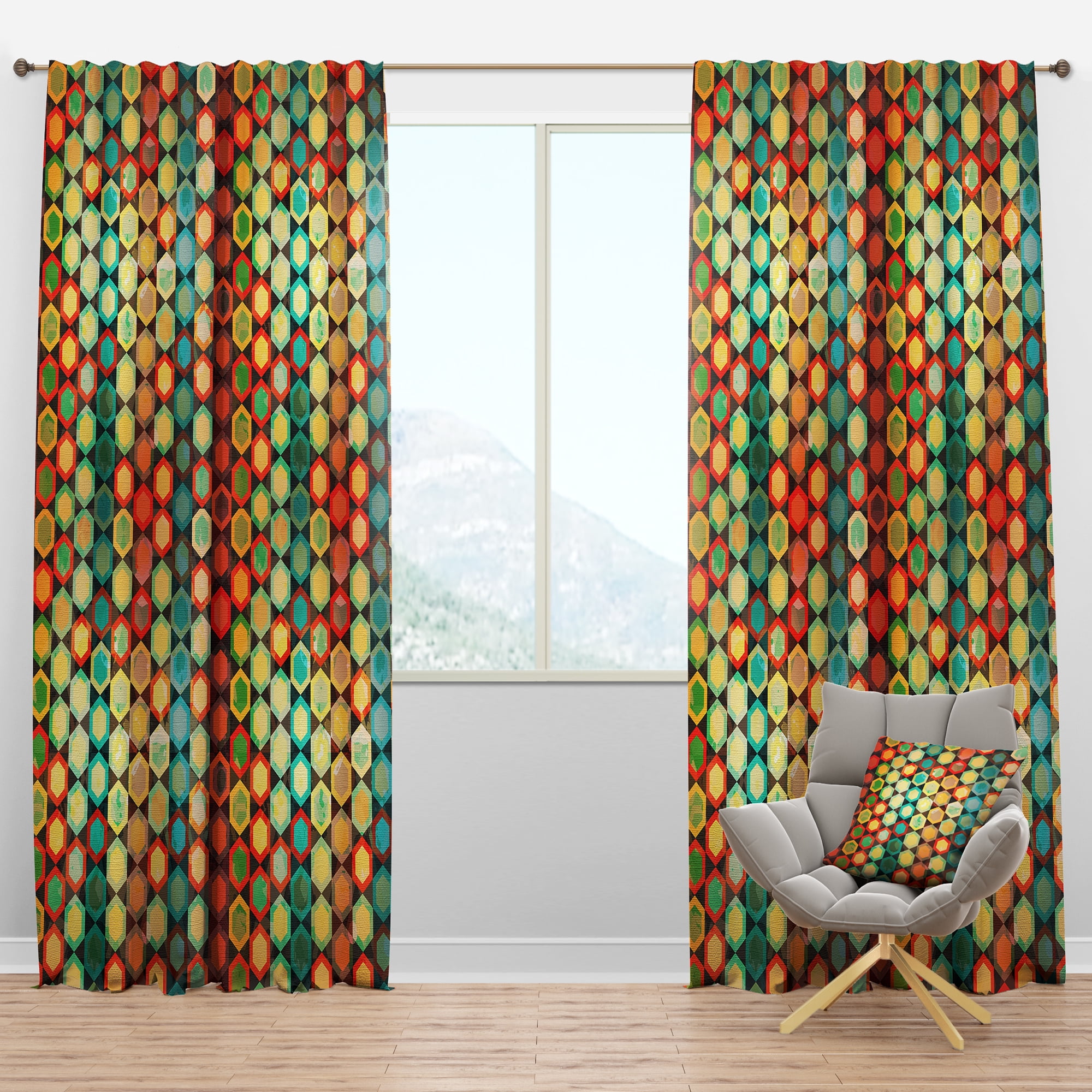 Designart 'Colorful Honeycomb Pattern II' Modern & Contemporary Blackout Curtain Panel