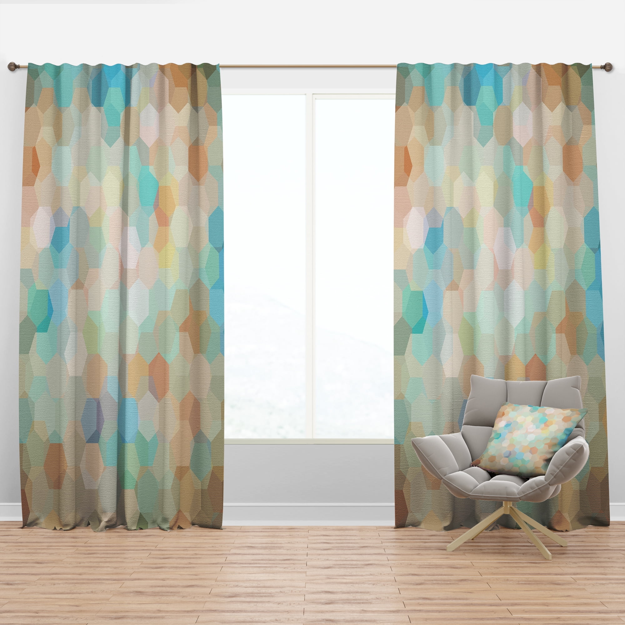 Designart 'Colorful Honeycomb Pattern IV' Modern & Contemporary Blackout Curtain Panel