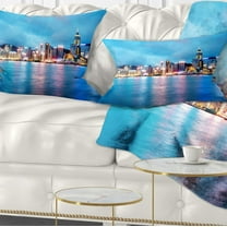 Designart Colorful Hong Kong at Night - Cityscape Throw Pillow - 12x20