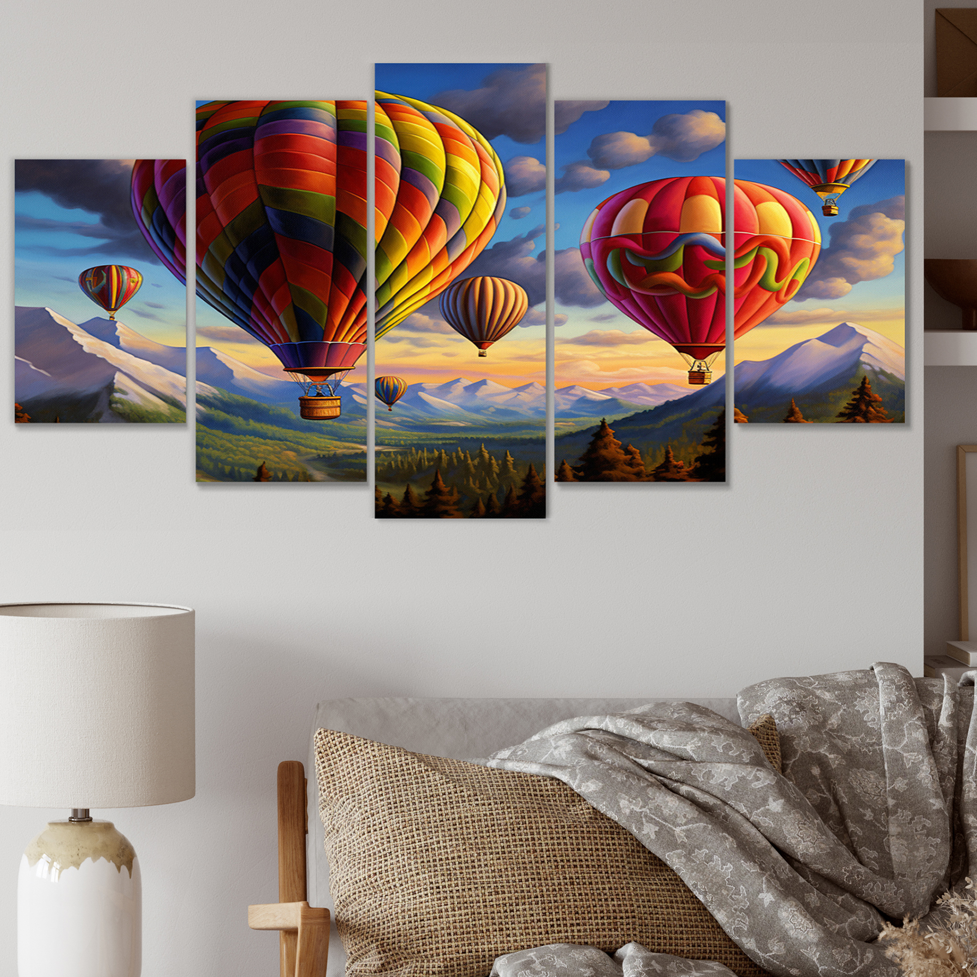 Designart "Colorful Hot Air Ballon curious" Hot Air Balloon Metal Wall