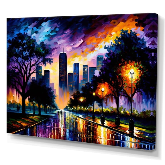 Designart Colorful Houston Texas Canvas Wall Art