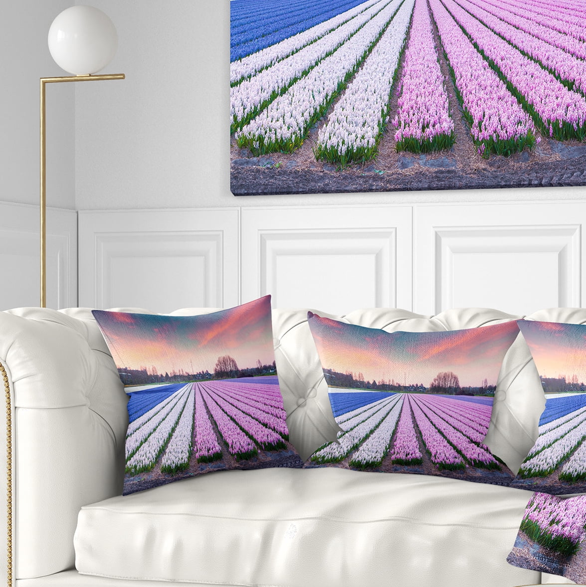 Designart Colorful Hyacinth Flowers at Sunrise - Photography Throw Pillow - 18x18
