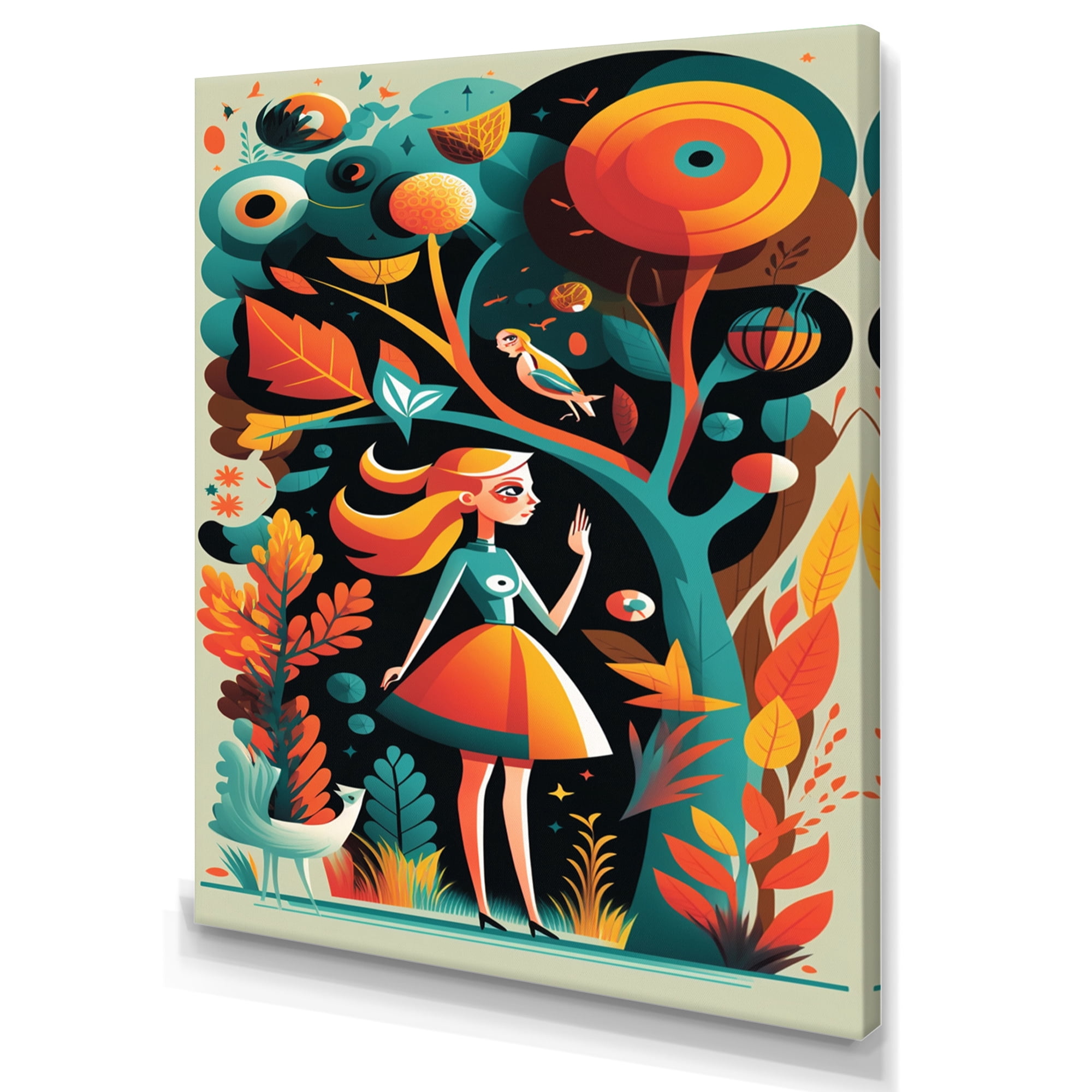 Designart Colorful Image Of Woman In The Woods Canvas Wall Art