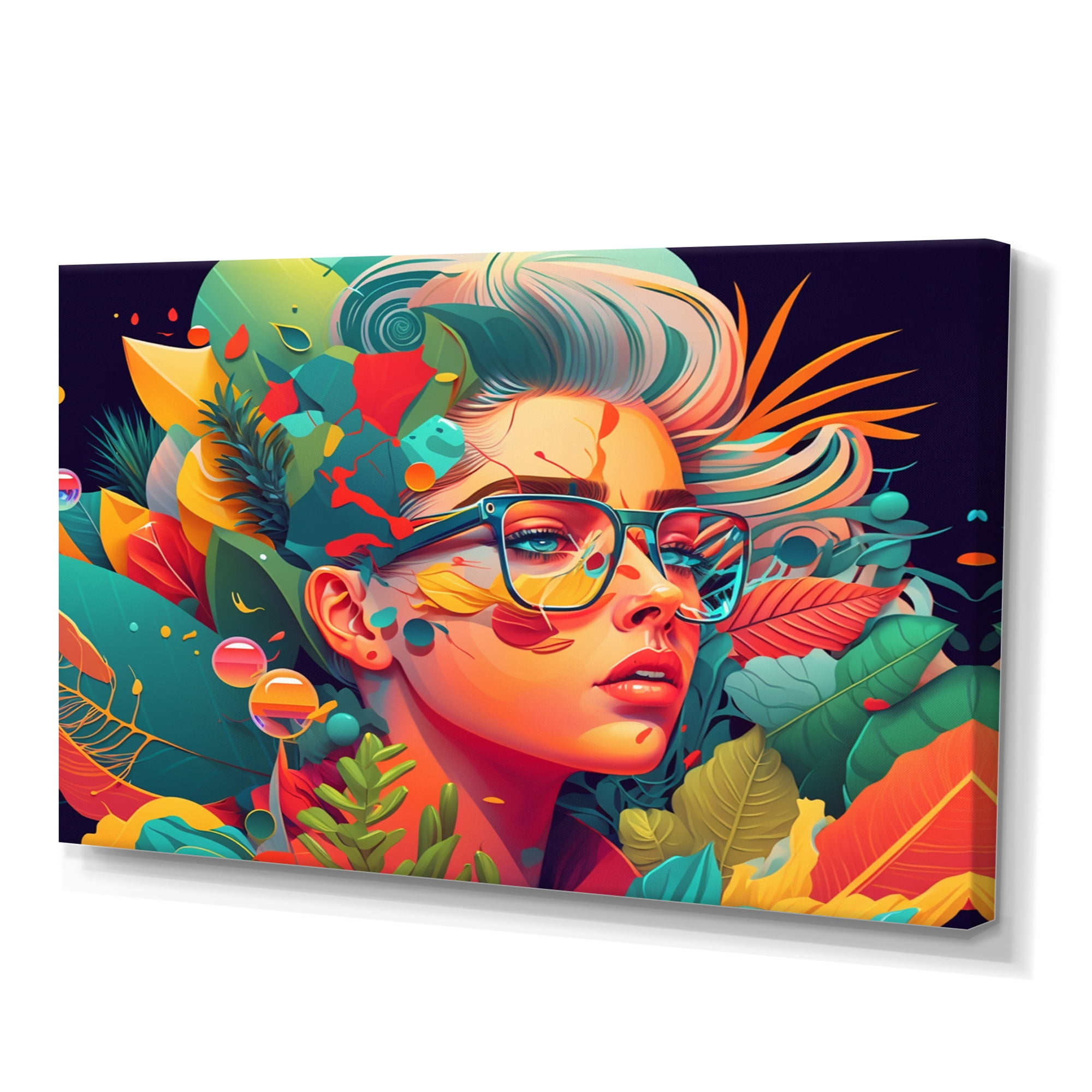 Designart Colorful Image Of Woman'S Face Canvas Wall Art
