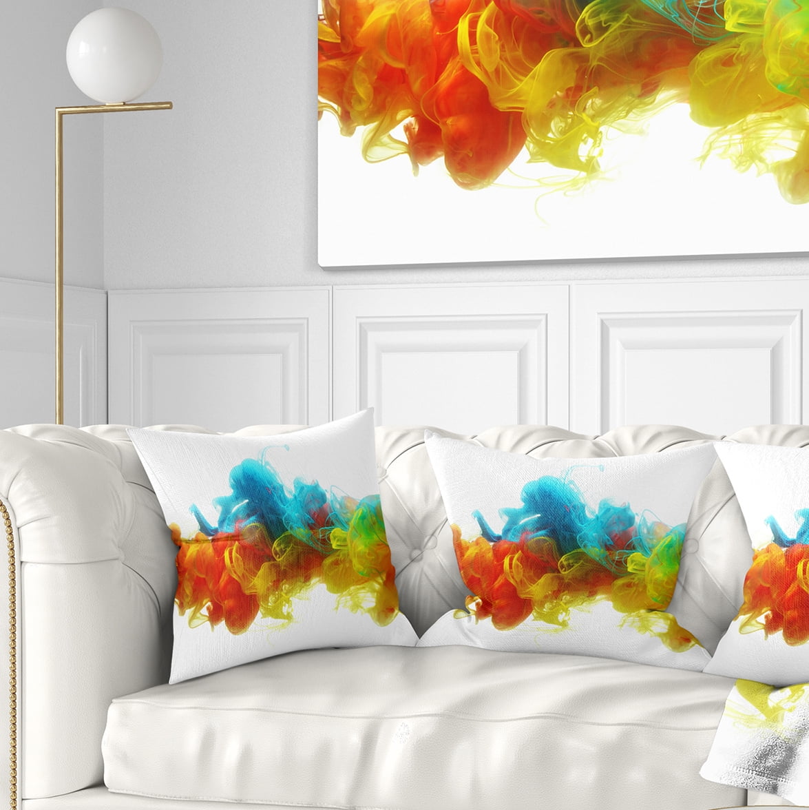 Designart Colorful Ink in Water - Abstract Throw Pillow - 16x16