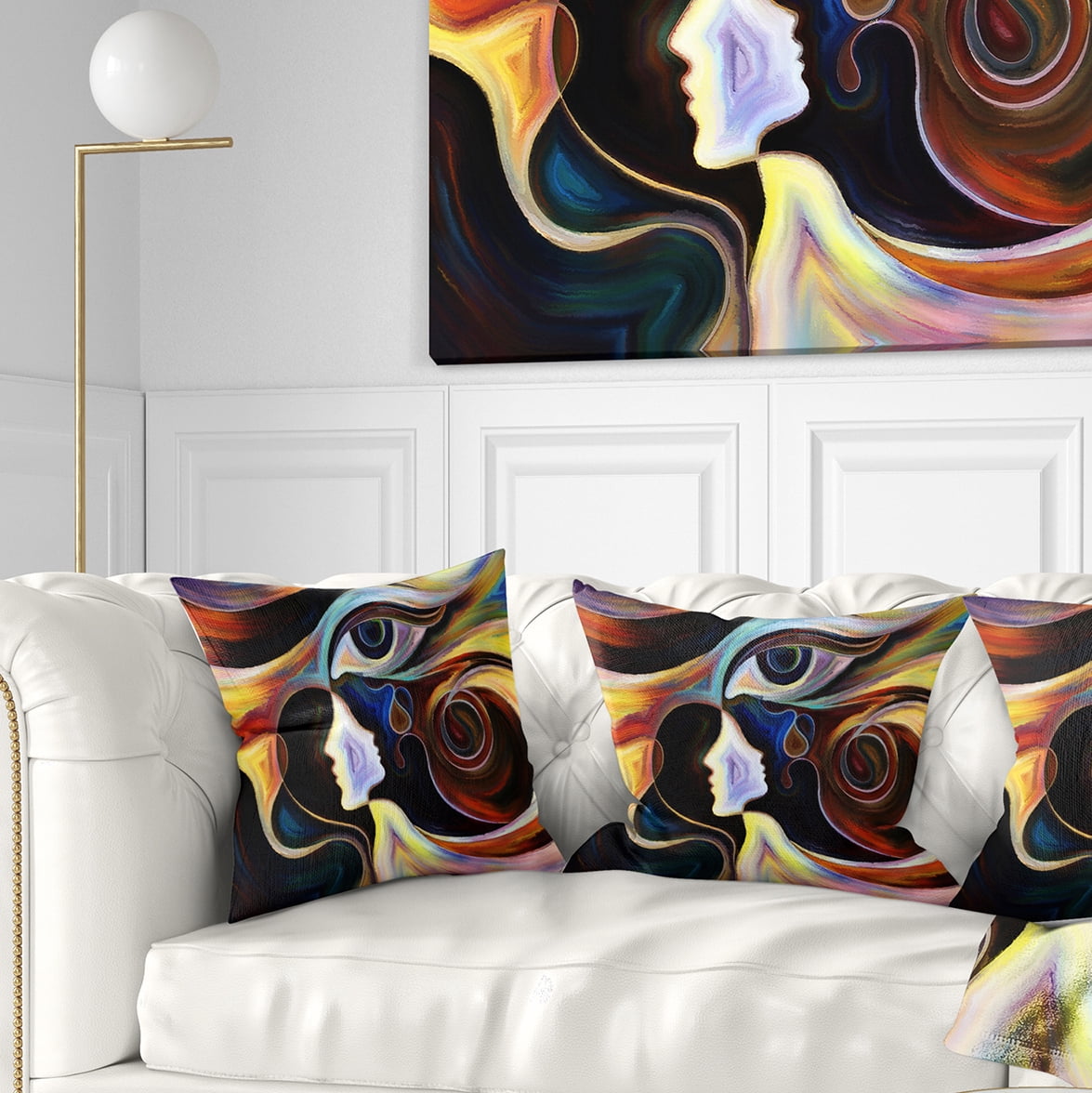 Designart Colorful Intuition - Abstract Throw Pillow - 18x18
