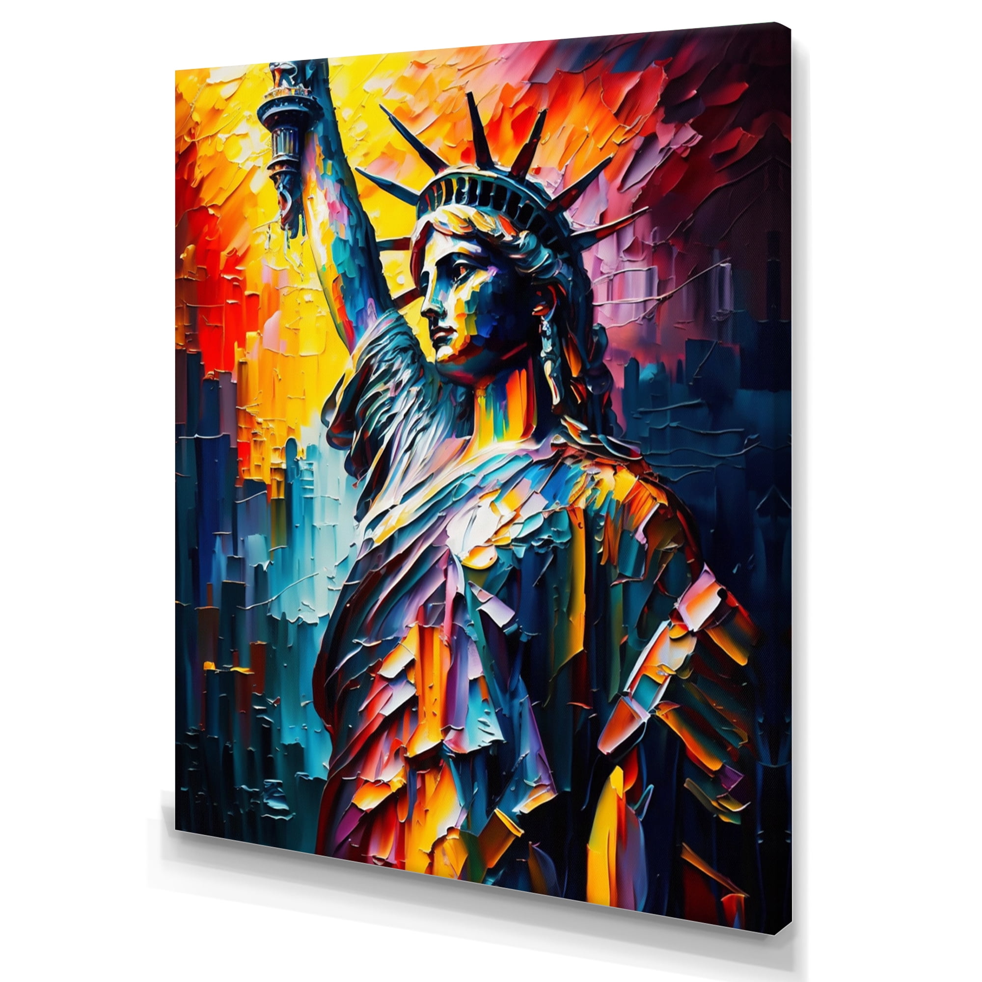 Designart Colorful Liberty Statue II Canvas Wall Art