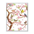 thumbnail image 1 of Designart 'Colorful Little Birds On Spring Flowers Tree' Traditional Framed Canvas Wall Art Print, 1 of 5