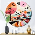 thumbnail image 1 of Designart "Colorful Mid Century Abstract Horizon" Mid-century Oversized Wall Clock, 1 of 5