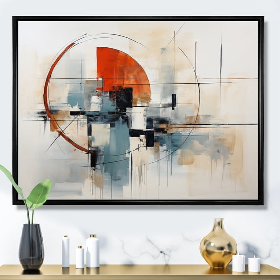 Designart "Colorful Mid Century Abstract gracefulness II" Mid-century Floater Framed Canvas Wall Art