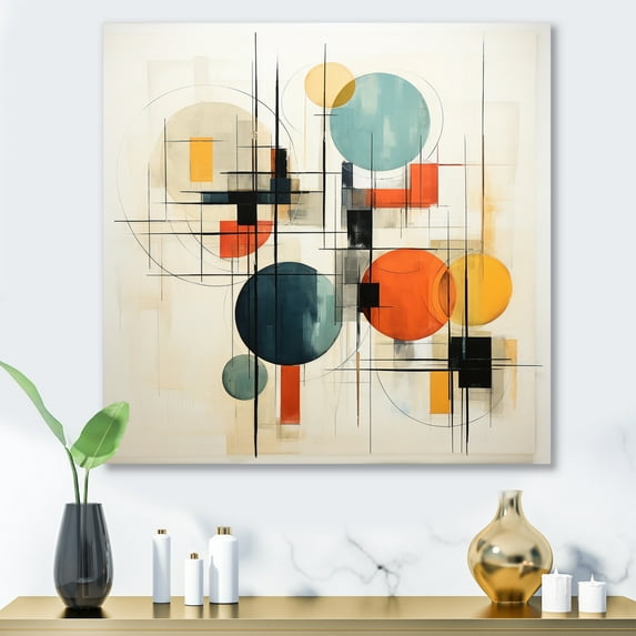 Designart "Colorful Mid Century Geometry Collage II" Abstract Collages Metal Art Print