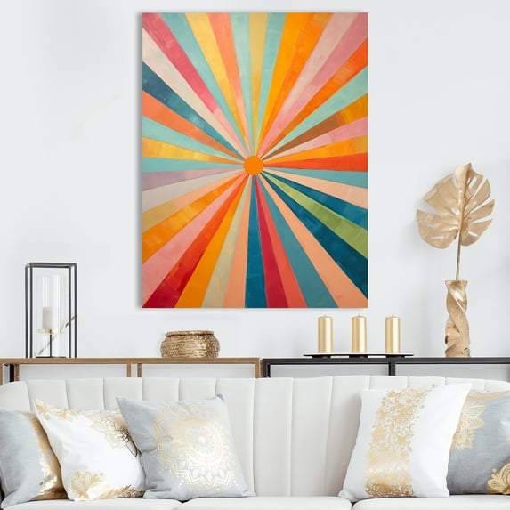 Designart "Colorful Mid Century Optical Charm I" Abstract Canvas Print