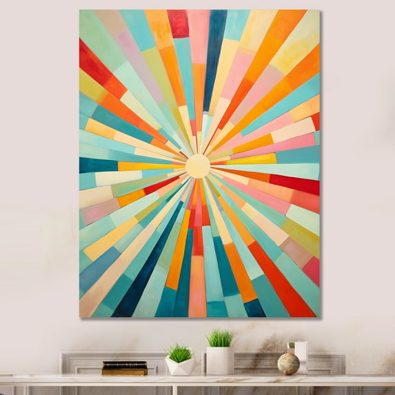 Designart "Colorful Mid Century Optical Charm III" Abstract Canvas Wall Art