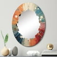 thumbnail image 1 of Designart "Colorful Mid Century Optical Charm IV" Abstract Round Wall Mirror - Mid-century Oval Printed Decorative Oversized Mirror - Multiple Color Options, 1 of 4