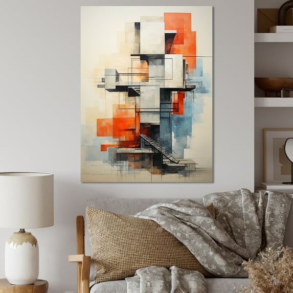 Designart "Colorful Mid Century modern Architectures II" Abstract Canvas Print