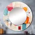 thumbnail image 1 of Designart "Colorful Mid Century modern Fusion III" Abstract Collages Round Mirror Wall Décor Mid-Century - Large Multi-Color Round Mirror - Round Mirror 29" x 29" Inch, 1 of 5