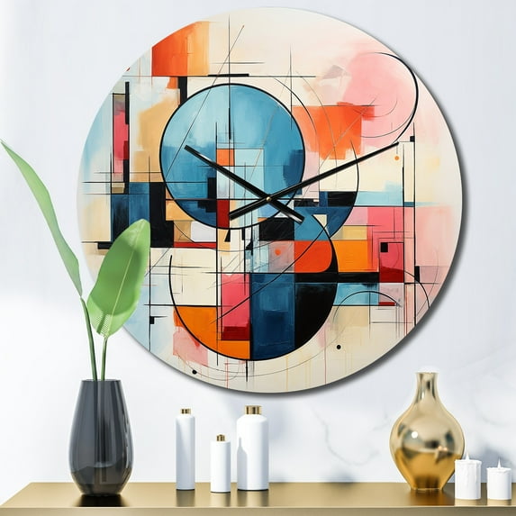 Designart "Colorful Mid Century modern Fusion IV" Mid-century Oversized Wall Clock