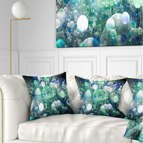 Designart Colorful Molecules Fractal Design - Abstract Throw Pillow - 16x16