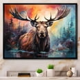 thumbnail image 1 of Designart "Colorful Moose Majestic composition I" Animals Floater Framed Wall Art Print, 1 of 7