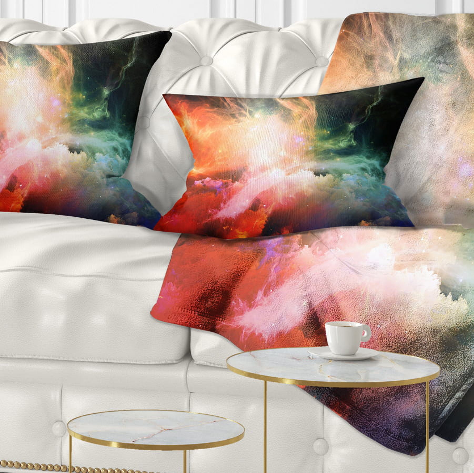 Designart Colorful Nebulae - Contemporary Throw Pillow - 12x20