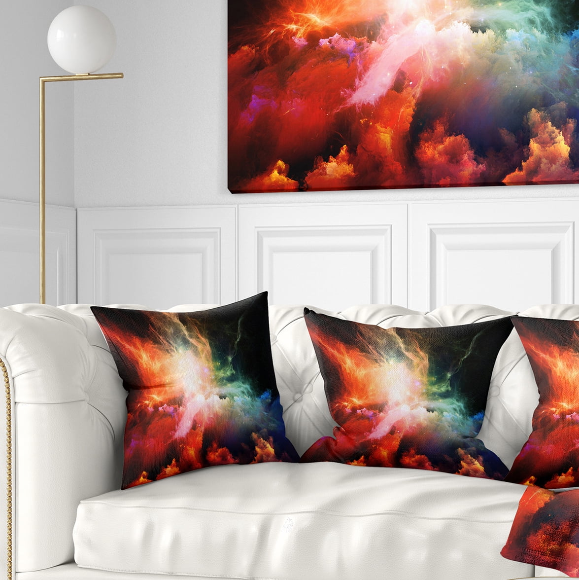 Designart Colorful Nebulae - Contemporary Throw Pillow - 16x16