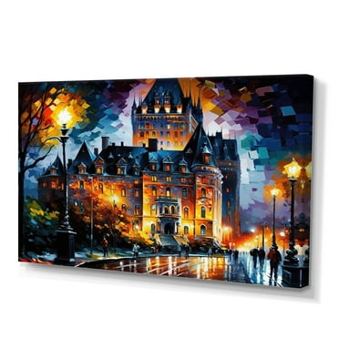 Designart Colorful Night Chateau Frontenac Canvas Wall Art