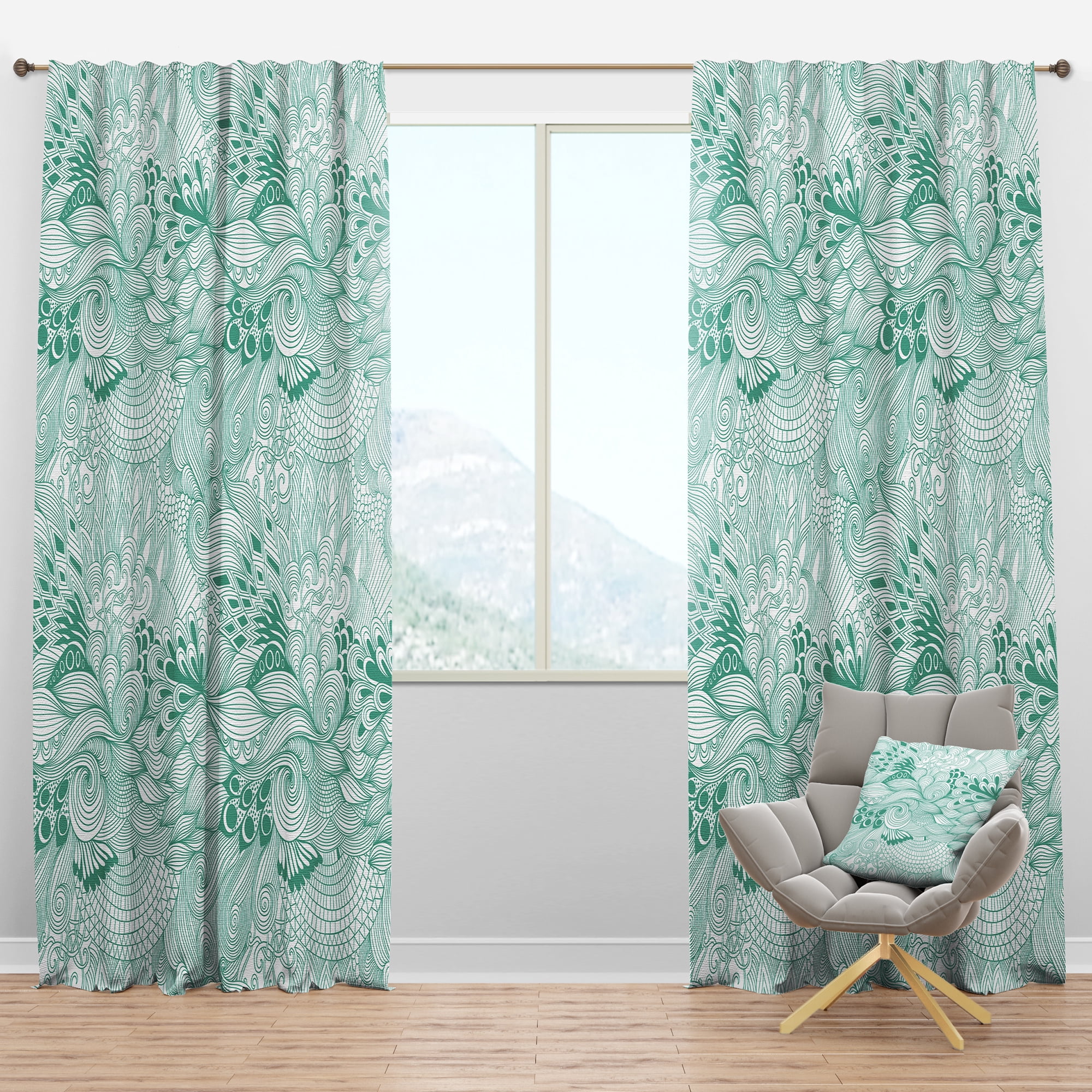 Designart 'Colorful Ornament With Pattern Abstract' Modern & Contemporary Blackout Curtain Panel