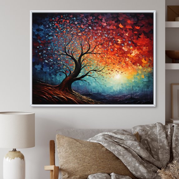Designart "Colorful Painting Twister Storm II" Pointillism Floater Framed Canvas Art Print