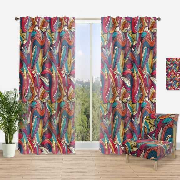 Designart 'Colorful Pattern Waves I' Modern & Contemporary Curtain Panel
