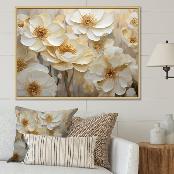Designart "Colorful Petal Symphony VI" Ranunculus Floater Framed Canvas Prints