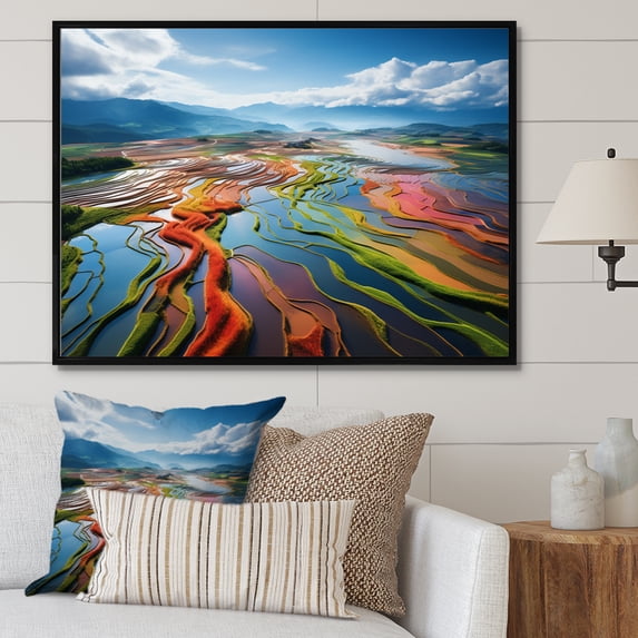 Designart "Colorful Rainbow landscapes Of Chroma I" Landscapes Floater Framed Wall Art Print