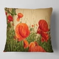 thumbnail image 1 of Designart Colorful Red Poppy Flower Field - Flower Throw Pillow - 18x18, 1 of 4