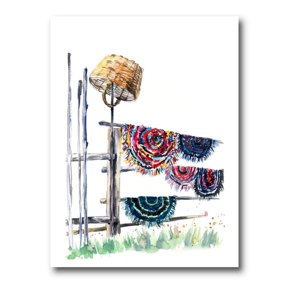 Designart ' Colorful Russian Rugs On Drying Line ' Global Canvas Wall Art Print