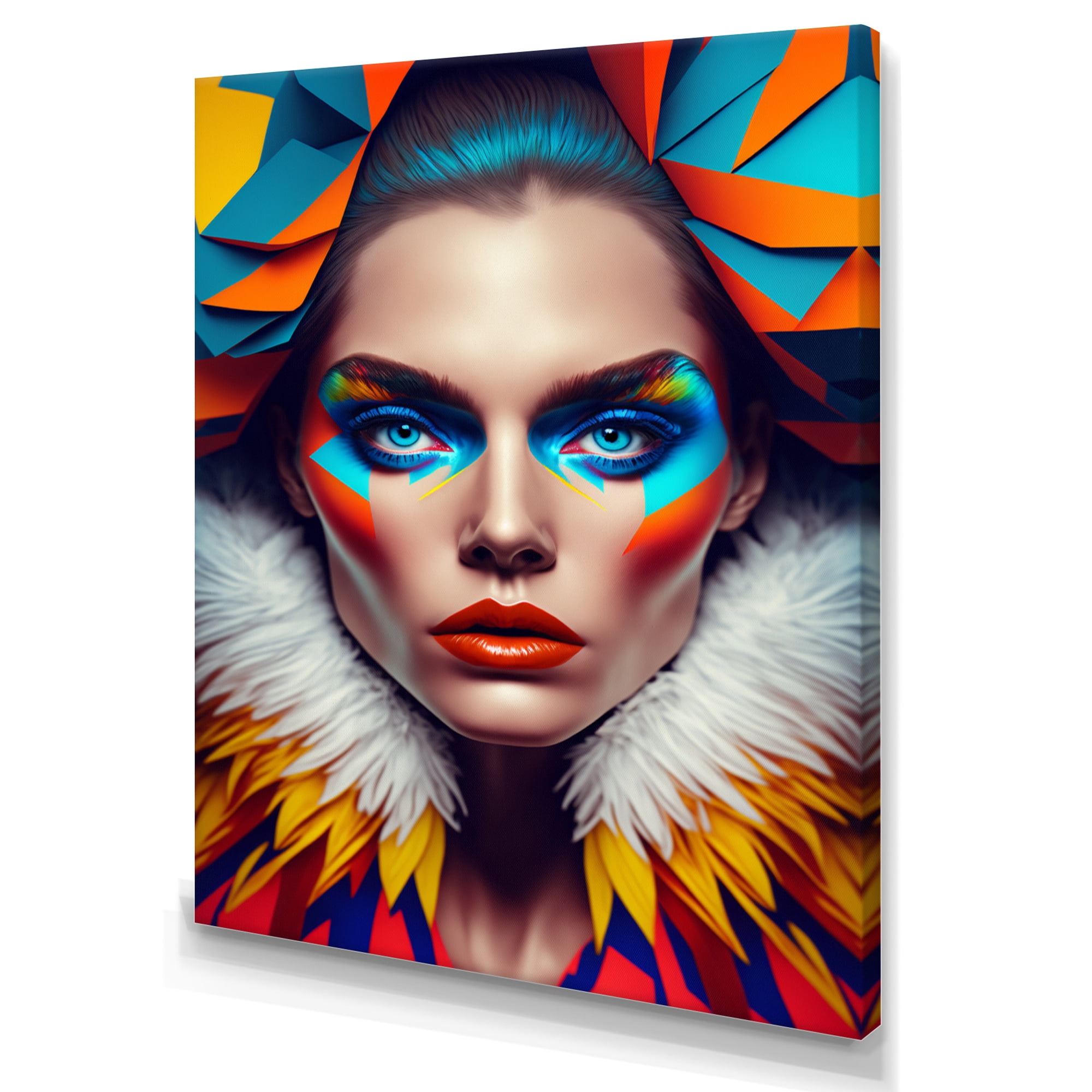 Designart Colorful Sensual Woman In Fur Coat I Canvas Wall Art