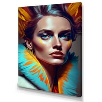 Designart Colorful Sensual Woman In Fur Coat II Canvas Wall Art