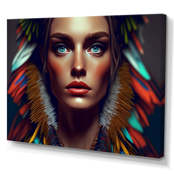 Designart Colorful Sensual Woman In Fur Coat VIII Canvas Wall Art