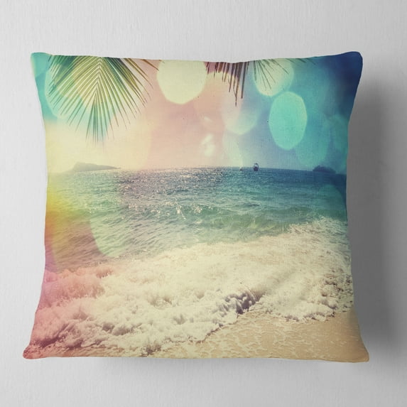 Designart Colorful Serenity Tropical Beach - Seashore Throw Pillow - 18x18