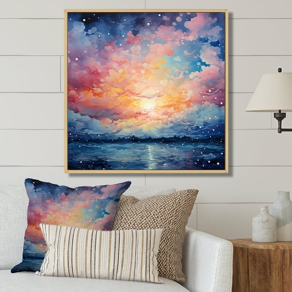 Designart "Colorful Sky Photo delicate Illusion I" Landscapes Floater Framed Canvas Wall Art