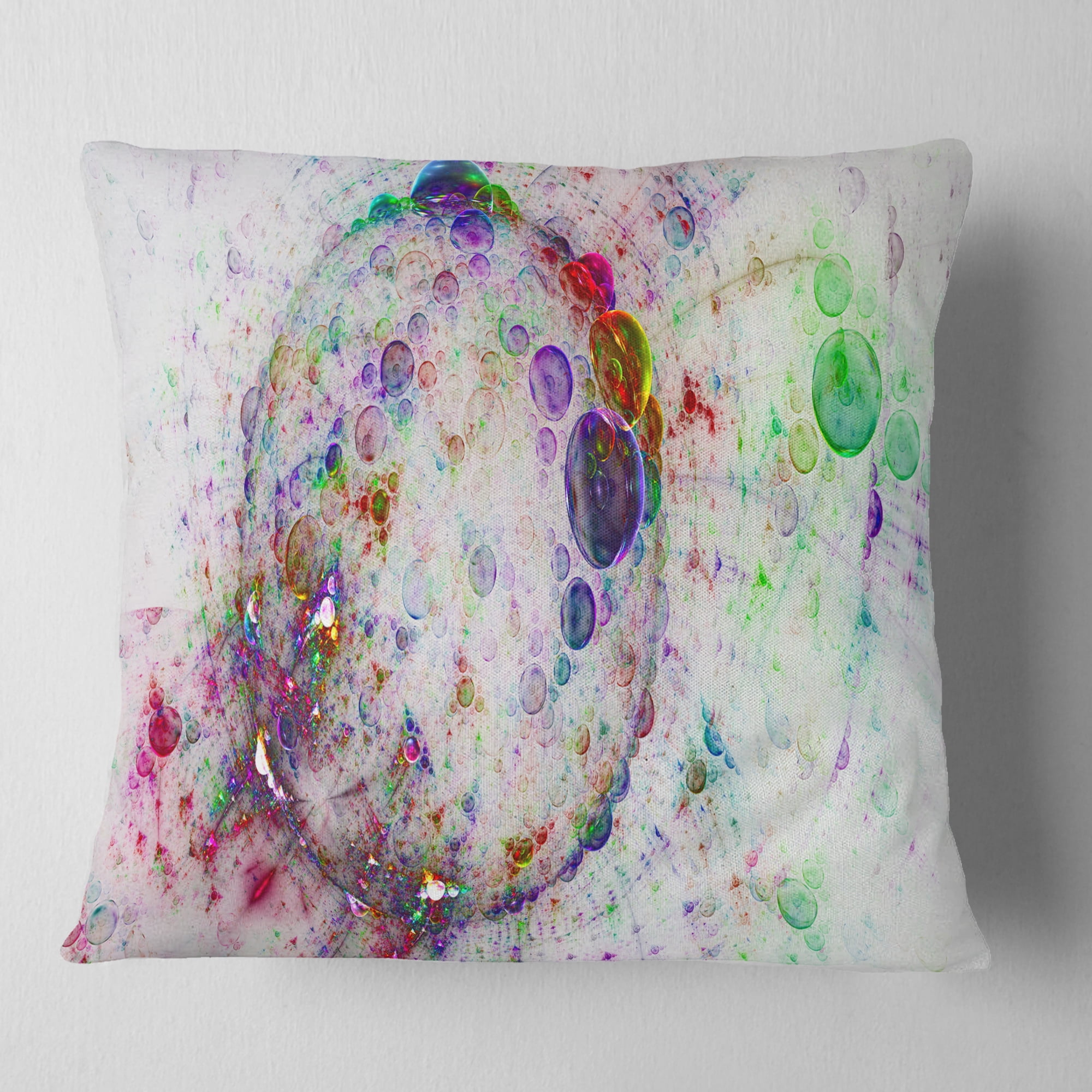 Designart Colorful Spherical Planet Bubbles - Abstract Throw Pillow - 16x16
