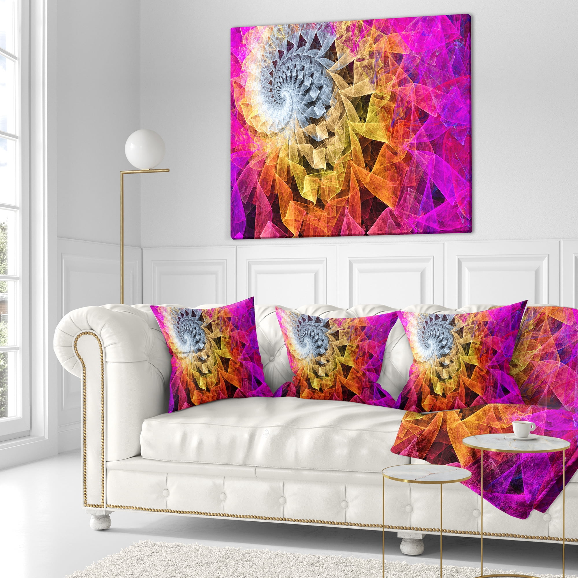 Designart Colorful Spiral Kaleidoscope - Abstract Throw Pillow - 16x16