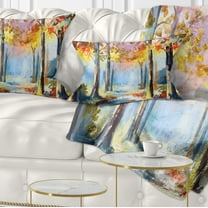 Designart Colorful Spring Forest - Landscape Printed Throw Pillow - 12x20