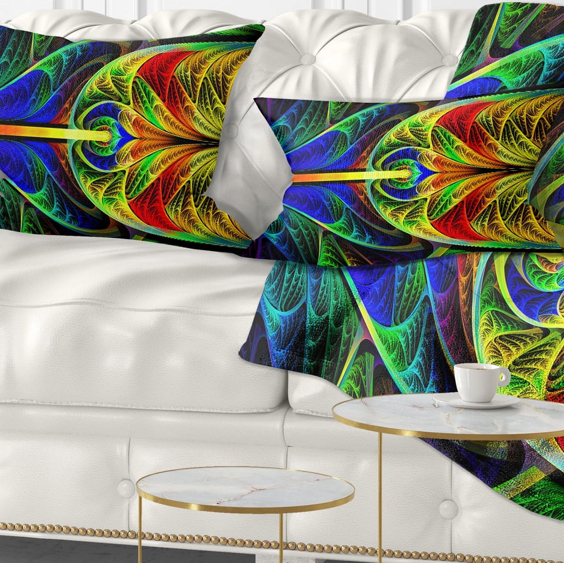 Designart Colorful Stained Glass Texture - Abstract Throw Pillow - 12x20