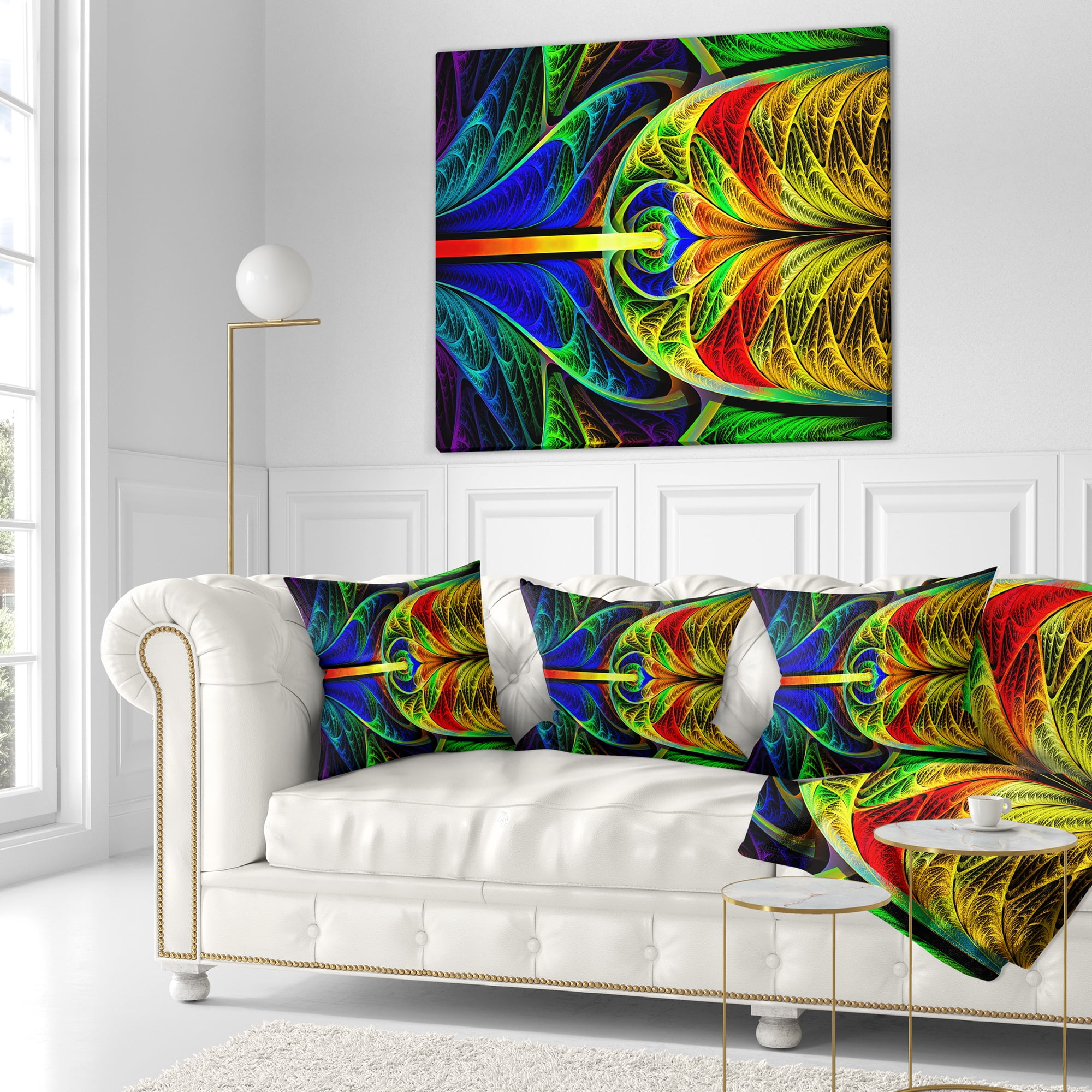 Designart Colorful Stained Glass Texture - Abstract Throw Pillow - 18x18