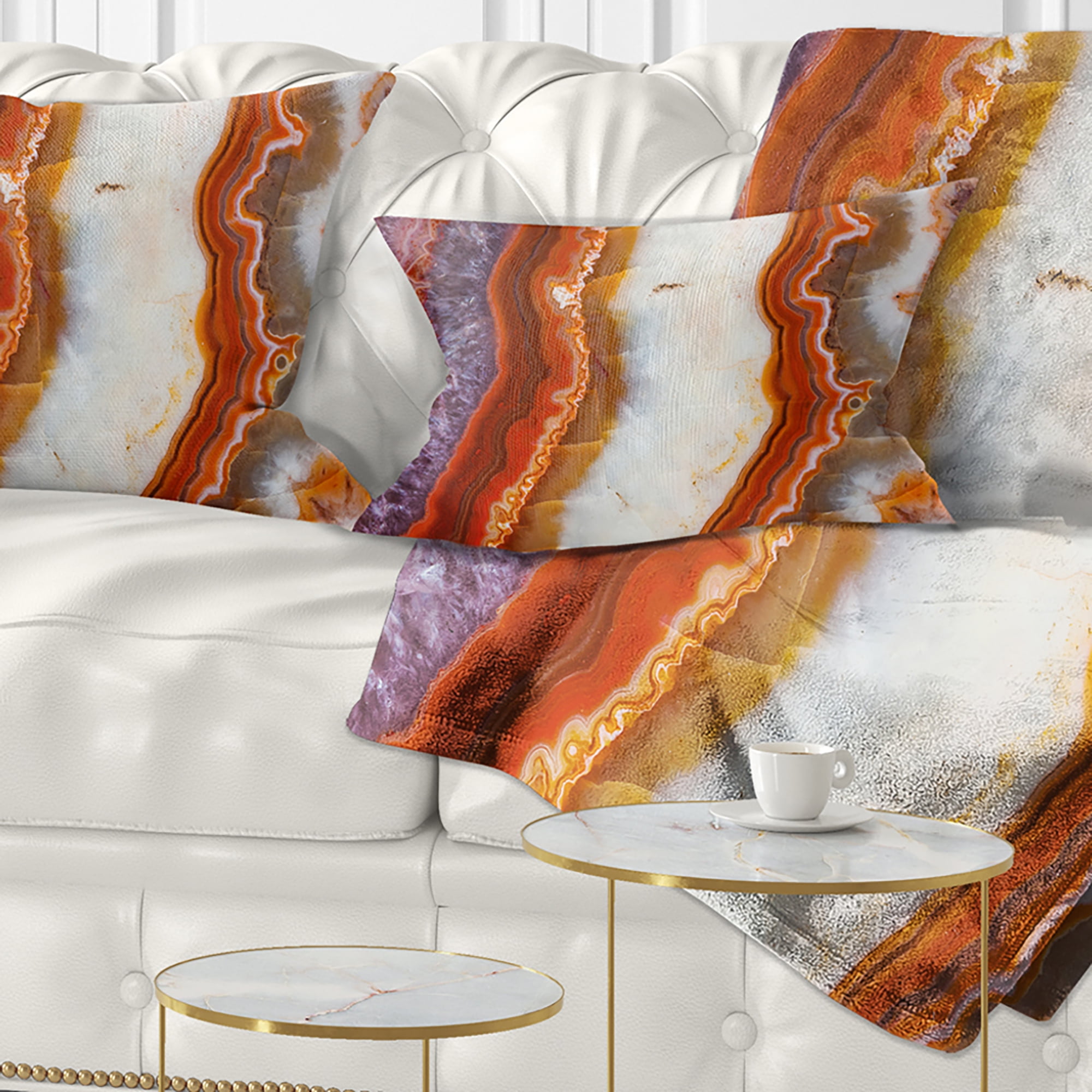 Designart Colorful Stone Stripes - Abstract Throw Pillow - 12x20
