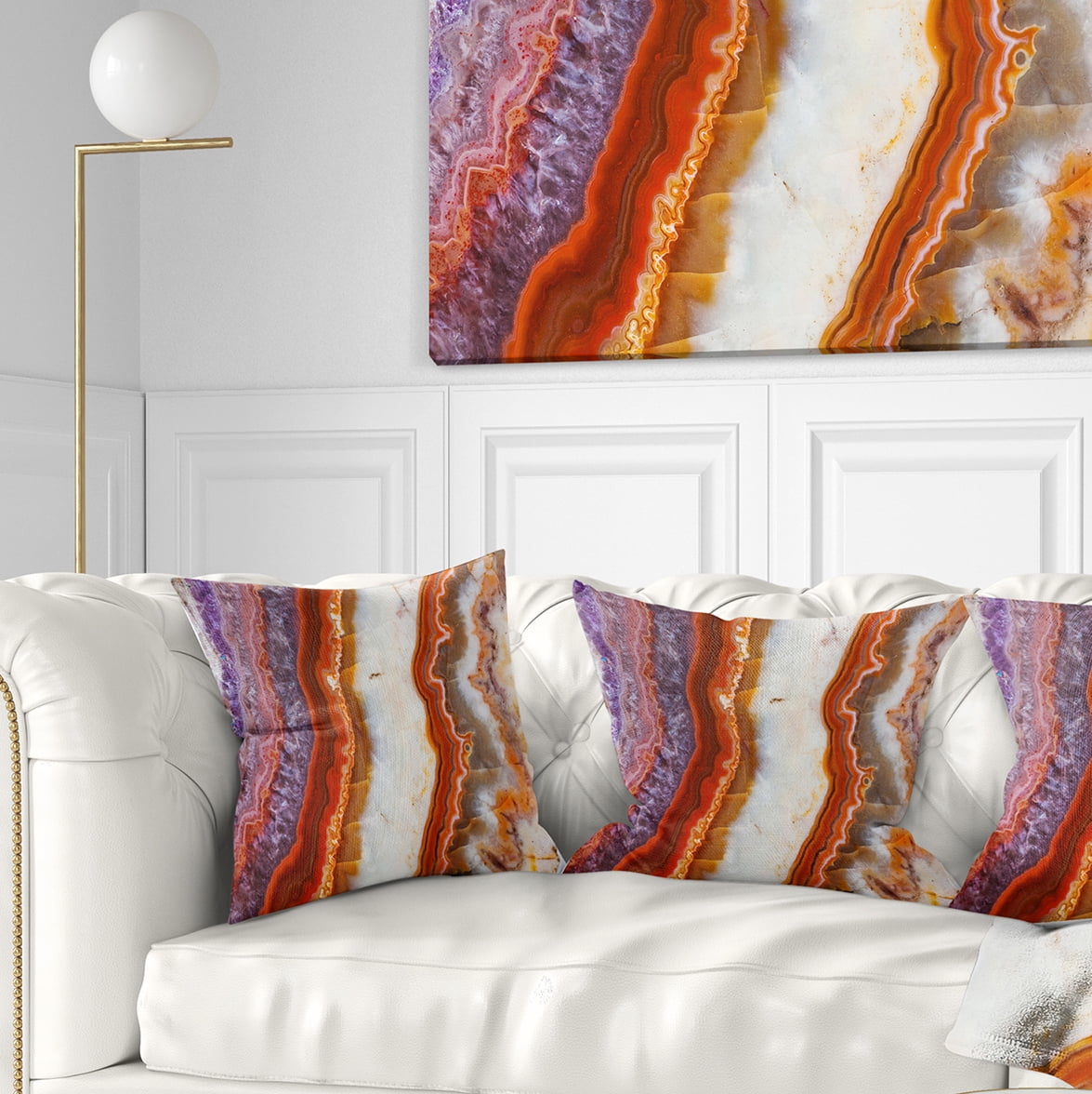Designart Colorful Stone Stripes - Abstract Throw Pillow - 16x16