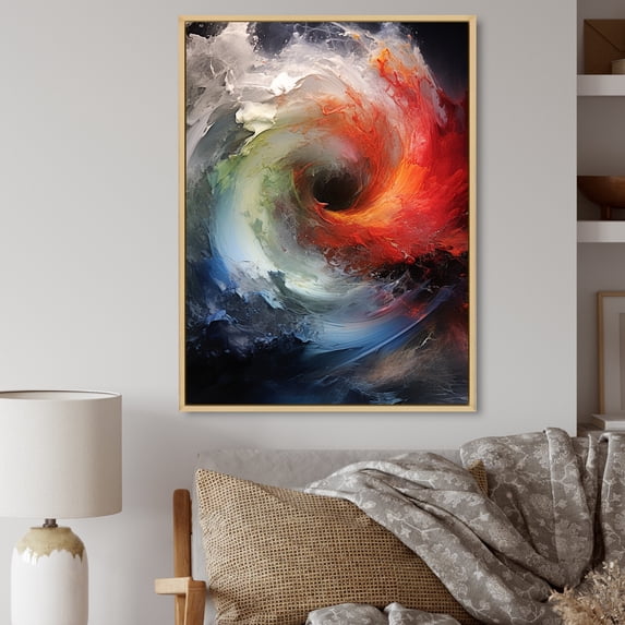 Designart "Colorful Storm Turbulent Euphony" Nautical & Beach Floater Framed Canvas Print