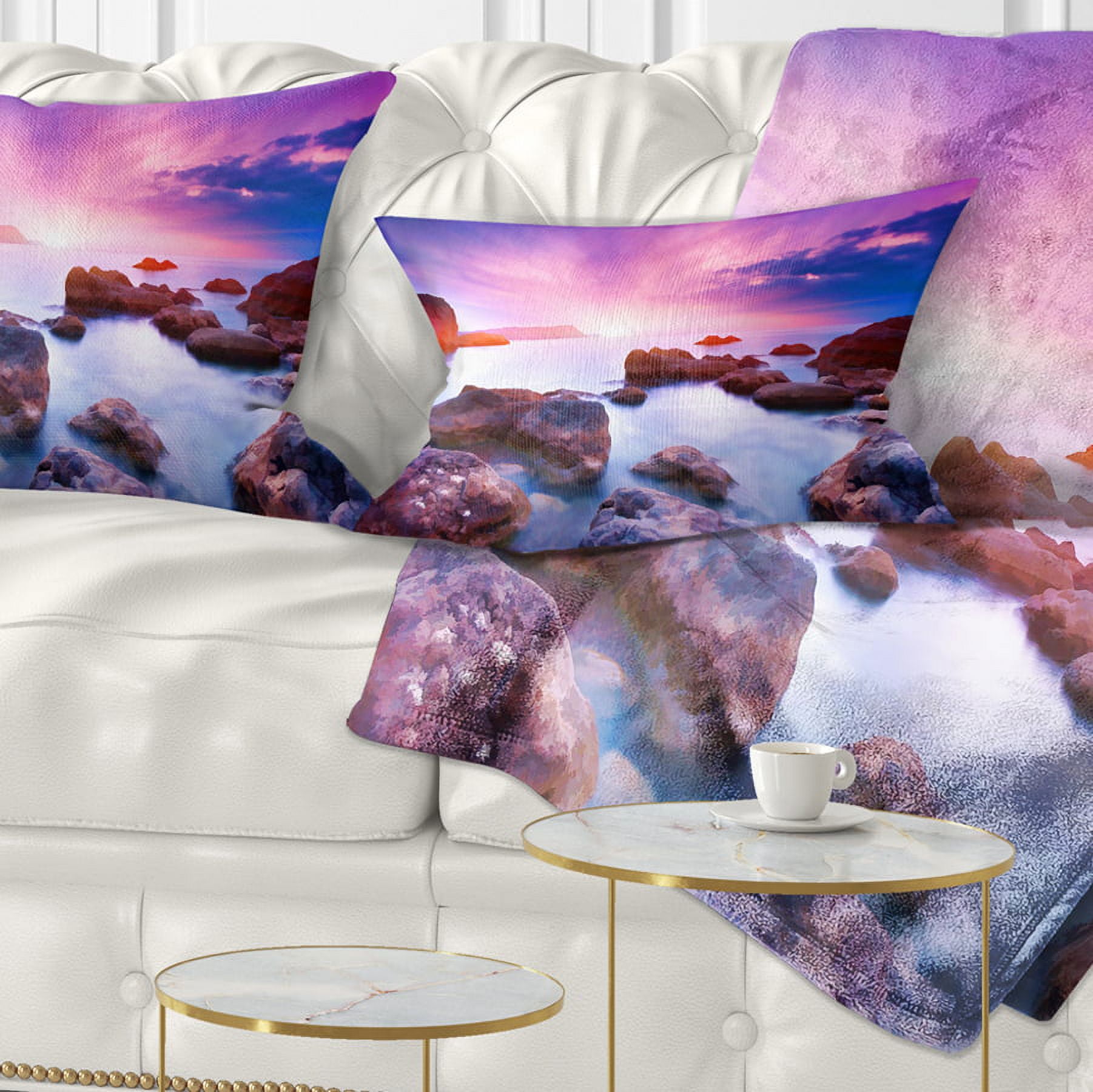 Designart Colorful Summer Sea - Seascape Throw Pillow - 12x20
